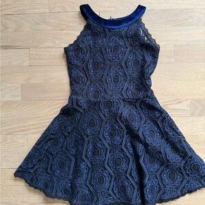 Eliza B Girls Navy Blue Lace Fit-and-Flare Dress size 8